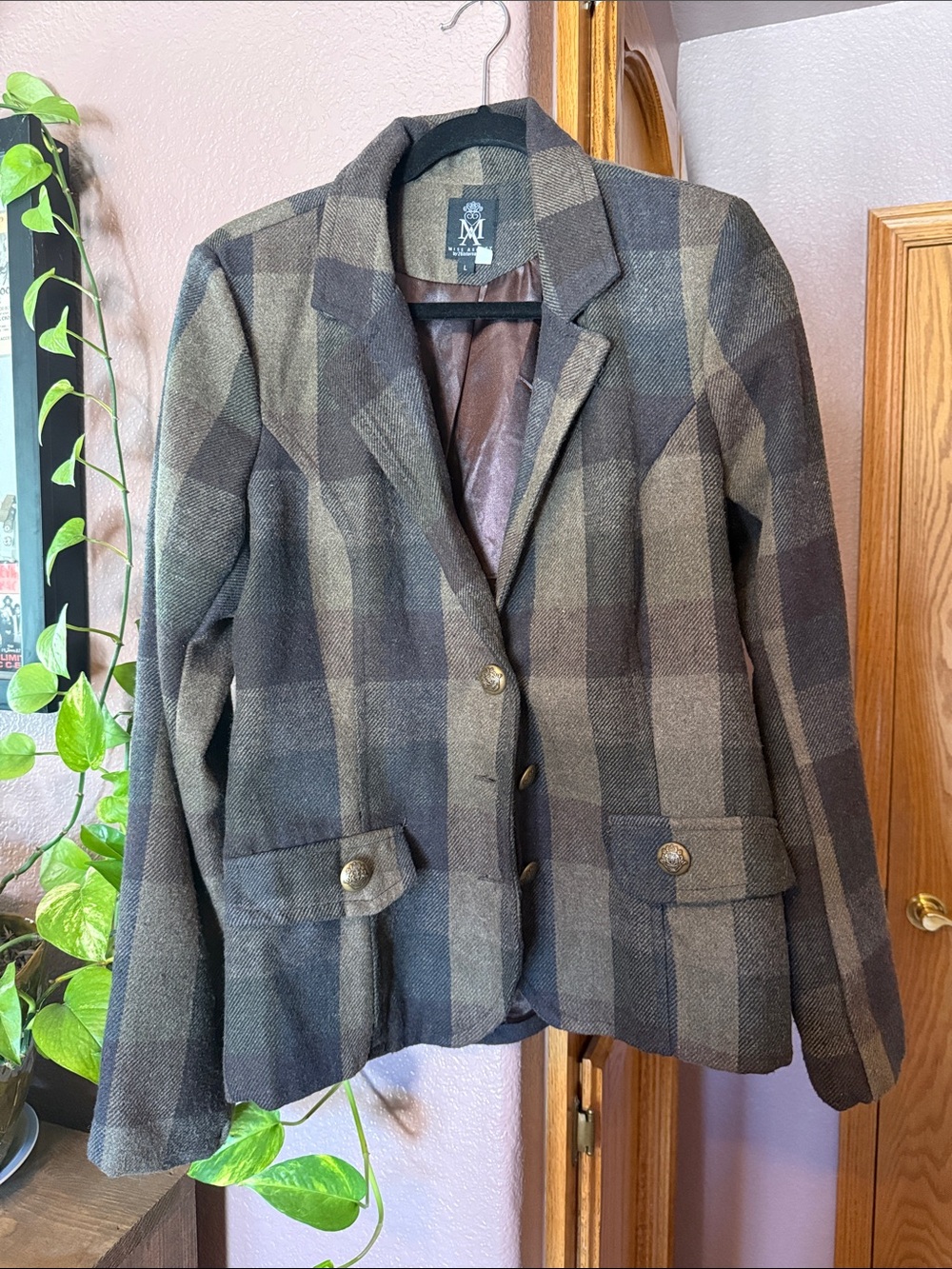 Womens Plaid Blazer Jacket